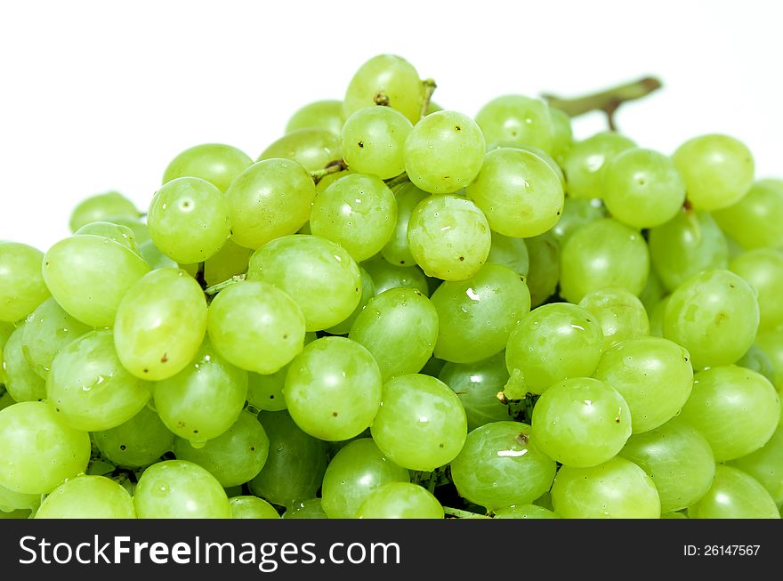 Bunch of green ripe grapes (isolated). Bunch of green ripe grapes (isolated)