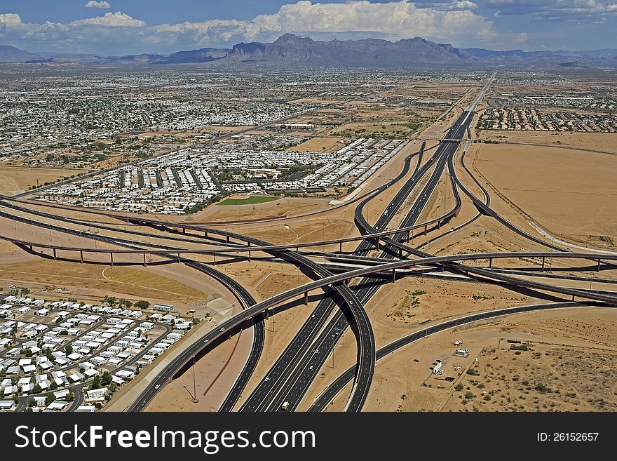 Where the Superstition Freeway and the Red Mountain Freeway meet. Where the Superstition Freeway and the Red Mountain Freeway meet