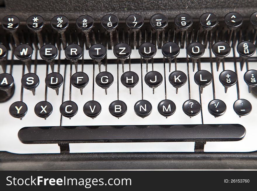 Old Manual Typewriter Keyboard on white background. Old Manual Typewriter Keyboard on white background
