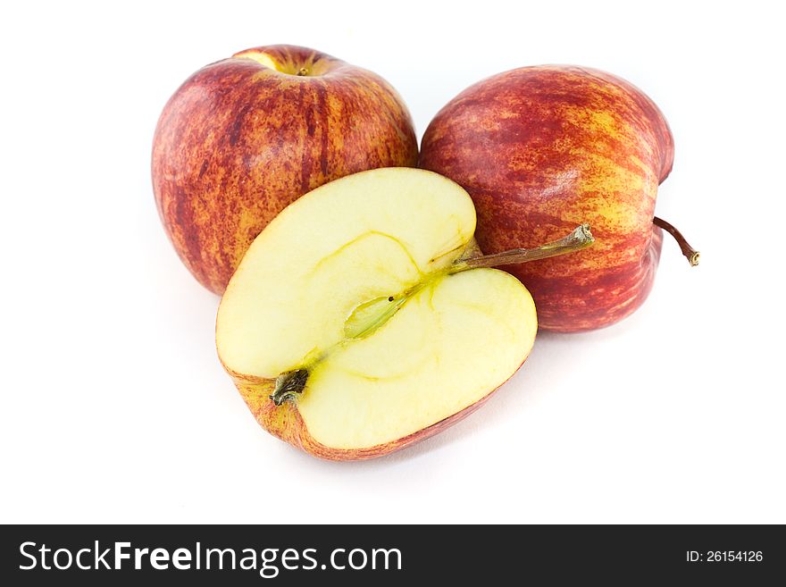 Red apple on white background