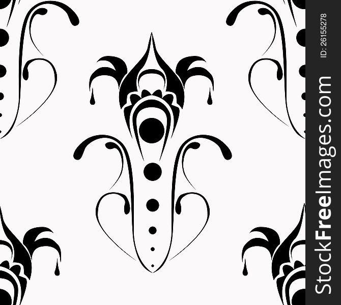 Vector seamless black-and-white ornate