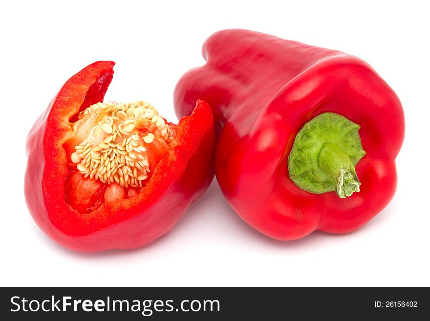 Red paprika  on white background