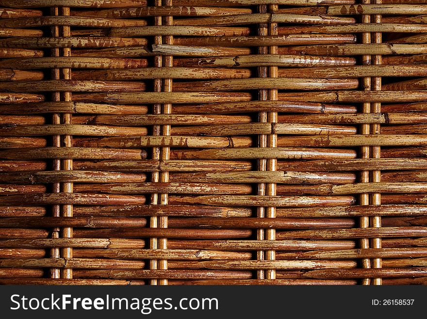 The surface of the woven twigs. Thai rattan. Close-up.