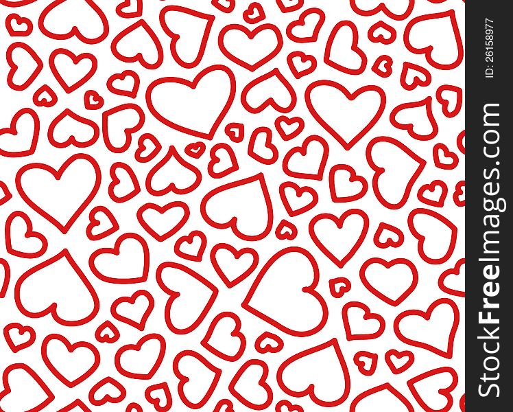 Hearts of many sizes on a white background. Hearts of many sizes on a white background