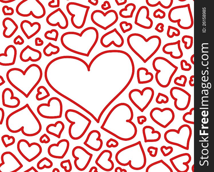 Red Hearts Seamless Pattern One Big