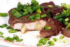 Grilled Pork Steak On White Plate. Stock Image