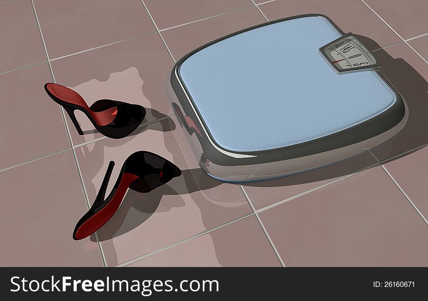 A Personal Weight Scale With High Heel Mules