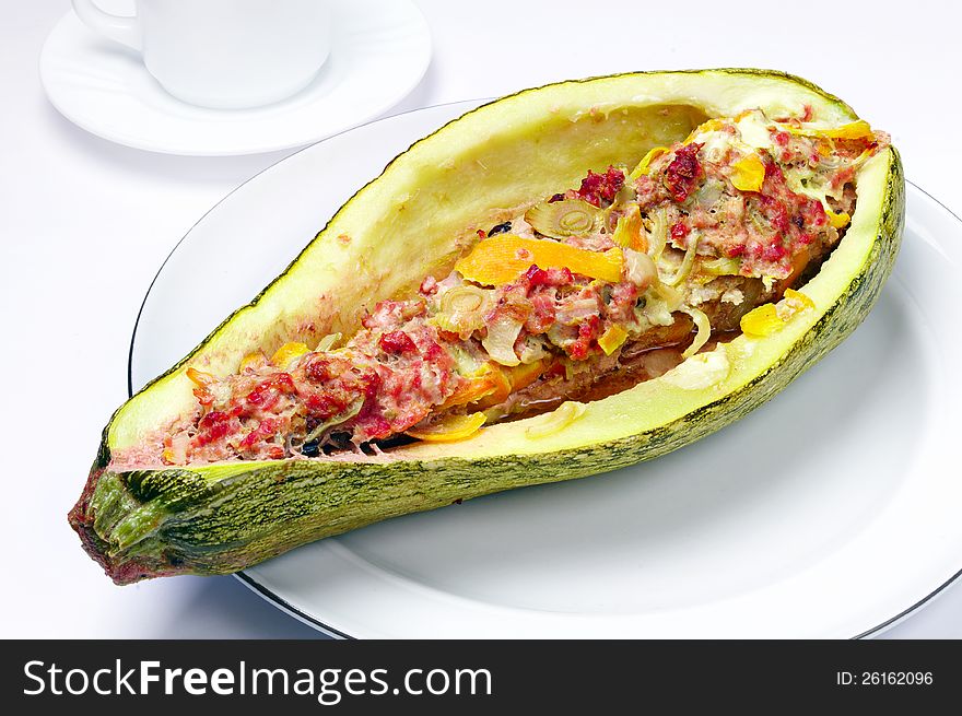 Stuffed zucchini with meat and vegetables