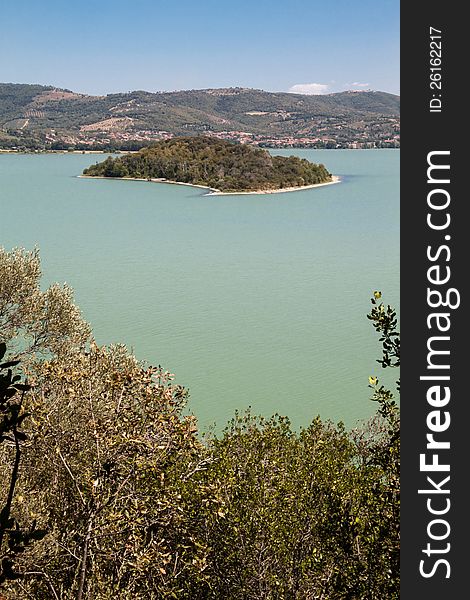 Panorama of Lake Trasimeno in Italy near Perugia