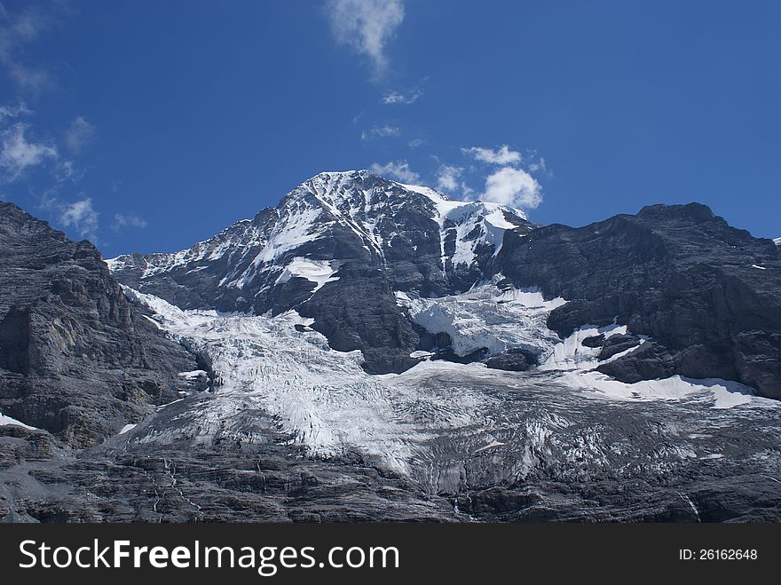 Frozen swiss glacier near Matterhorn. Frozen swiss glacier near Matterhorn