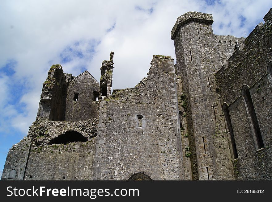 The ancient cathedral, known as the Rock of Cashel, sits atop a hill north of the town of Cashel in Tipperary, Ireland.