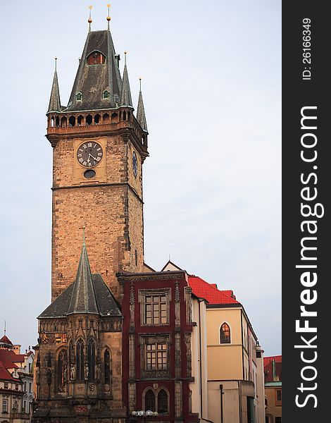 Overview of Prague Town Hall at dawn, Czech Republic