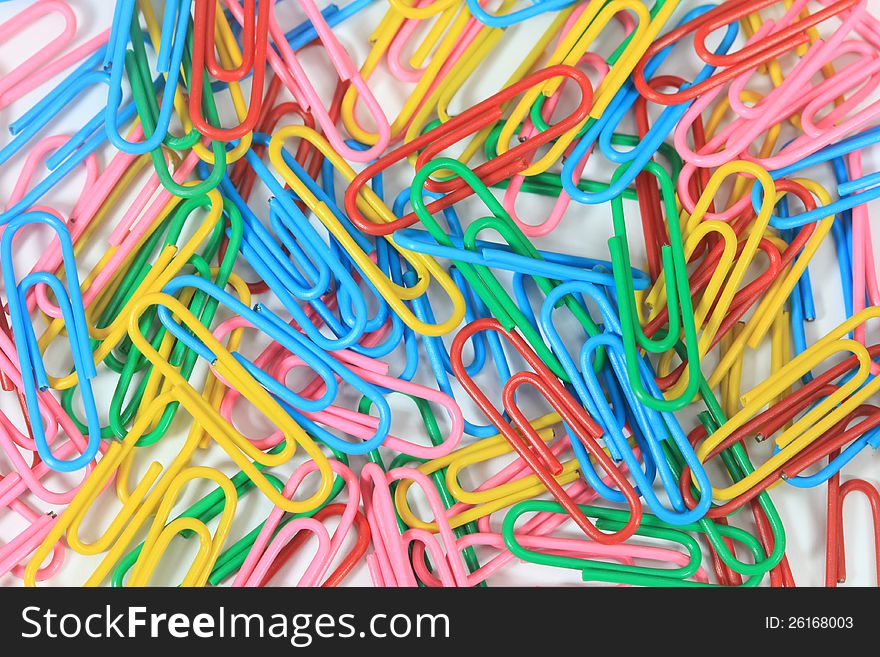 Closed-up paper clips background