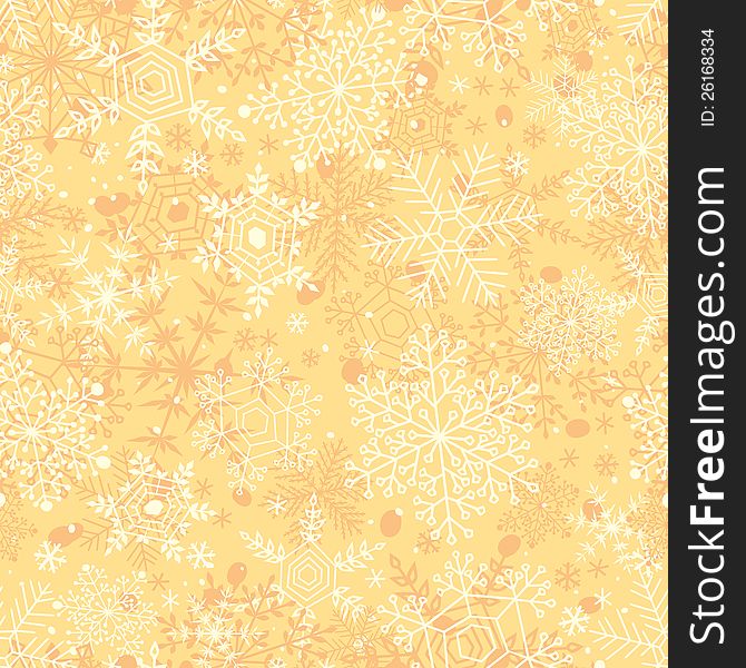 Golden seamless pattern with snowflakes. Golden seamless pattern with snowflakes