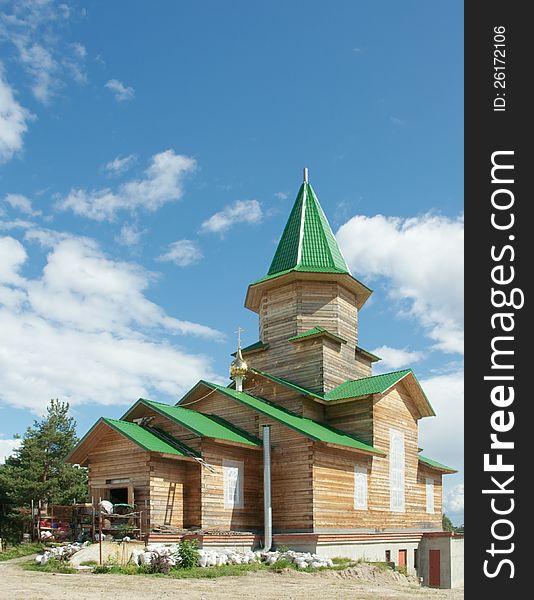 Wooden Orthodox Church Under Construction