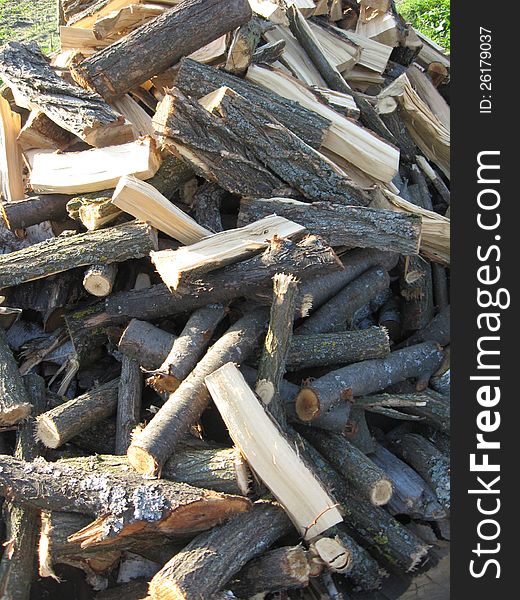 The image of heap of the prepared fire wood