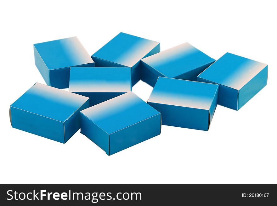 A heap of drug boxes isolated against a white background with clipping path included in the file.