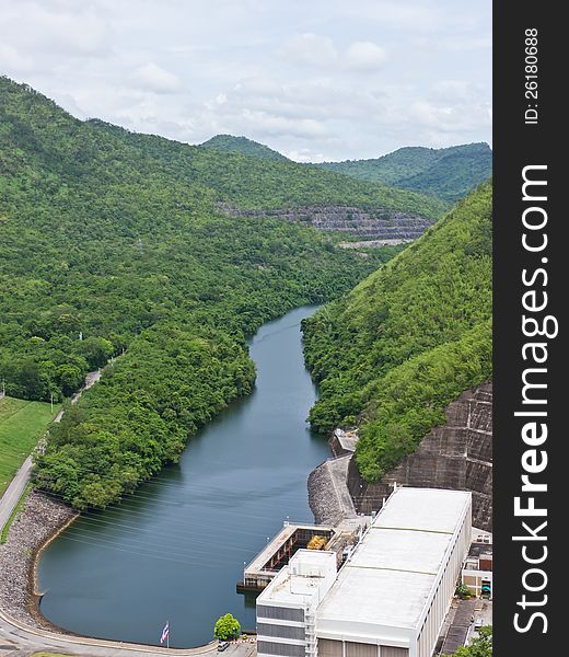 Electricity power station of Srinakarin dam in Thailand