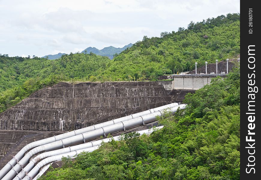 Electricity power station of Srinakarin dam in Thailand