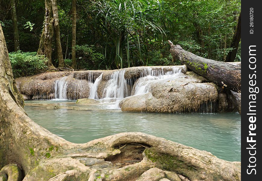 Natural waterfall in Erawan national park in Thailand. Natural waterfall in Erawan national park in Thailand