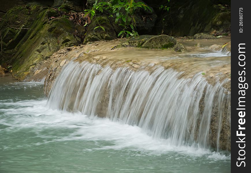 Stream of natural waterfall in Erawan national park, Thailand. Stream of natural waterfall in Erawan national park, Thailand