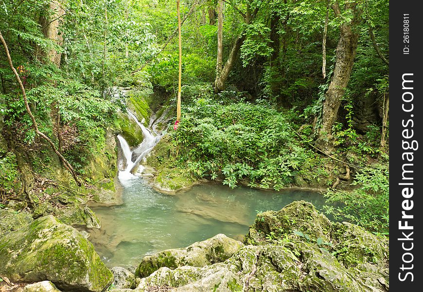 Natural cascade in Erawan national park, Thailand