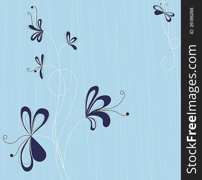 Vector abstract floral blue background. Vector abstract floral blue background
