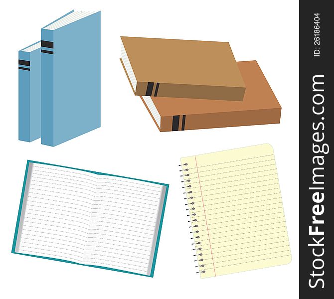 Notebooks, school and office supplies. Notebooks, school and office supplies