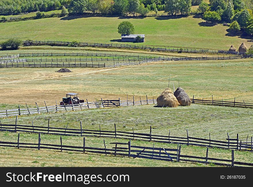 Specific mountain agriculture relief near Transalpina road in Romania