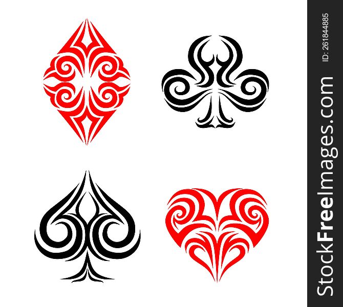 Tribal element poker card symbol  illustration