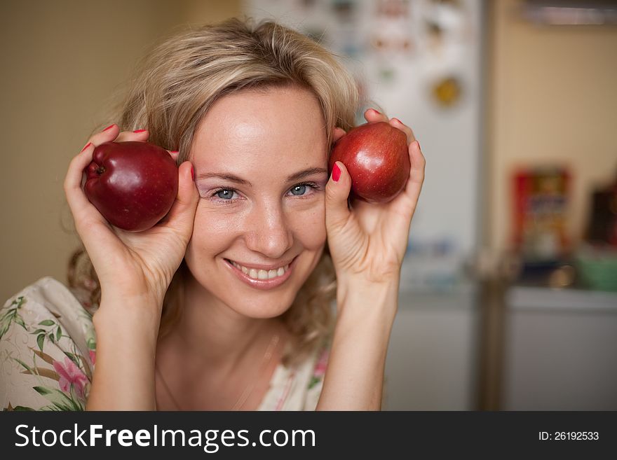 Girl With Two Apple