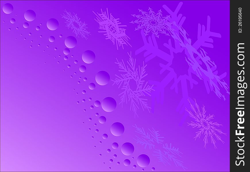Beautiful purple snowflakes with bubbles