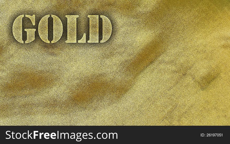 Photography of gilded sand with text. Photography of gilded sand with text