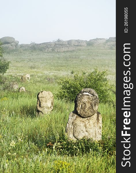 Stone idol in the steppe