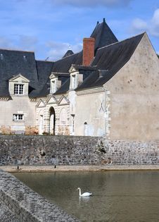French Chateau And Swan Royalty Free Stock Photography