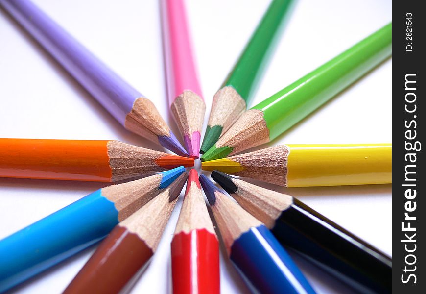 The colourful pencils on white background. The colourful pencils on white background.