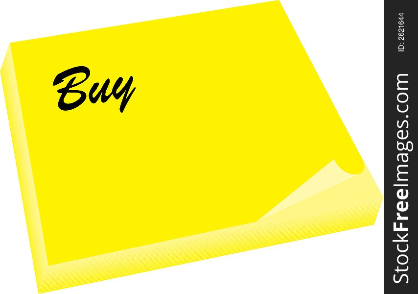 Illustration of a yellow note with buy text