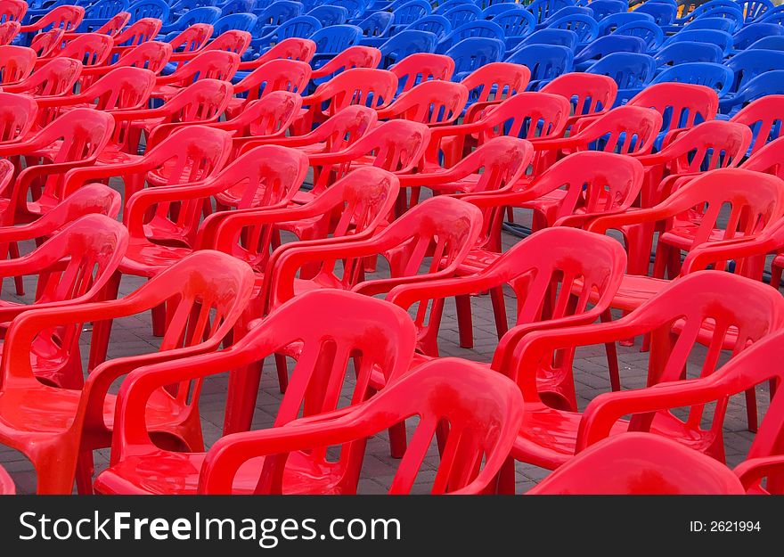 Set of many color chairs