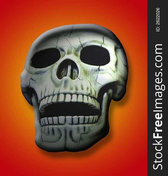 Spotlighted skull in front of a gradient background