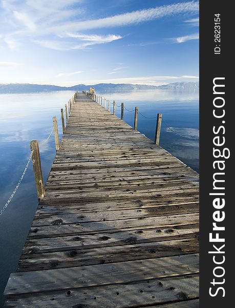 Lake tahoe wooden pier at sunset. Lake tahoe wooden pier at sunset