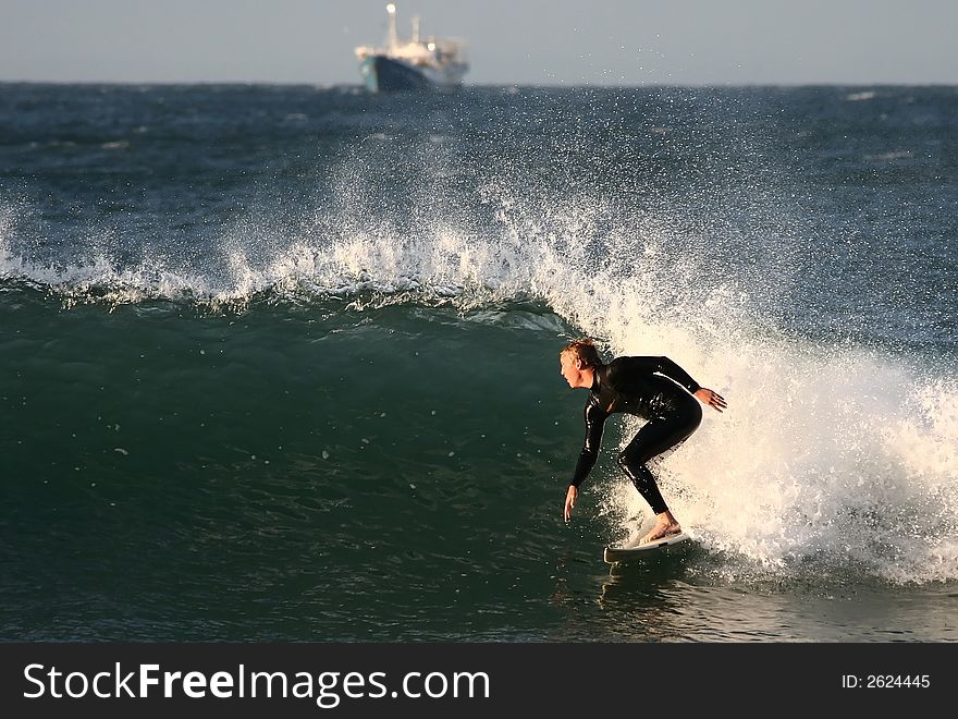 Surfer And Ship