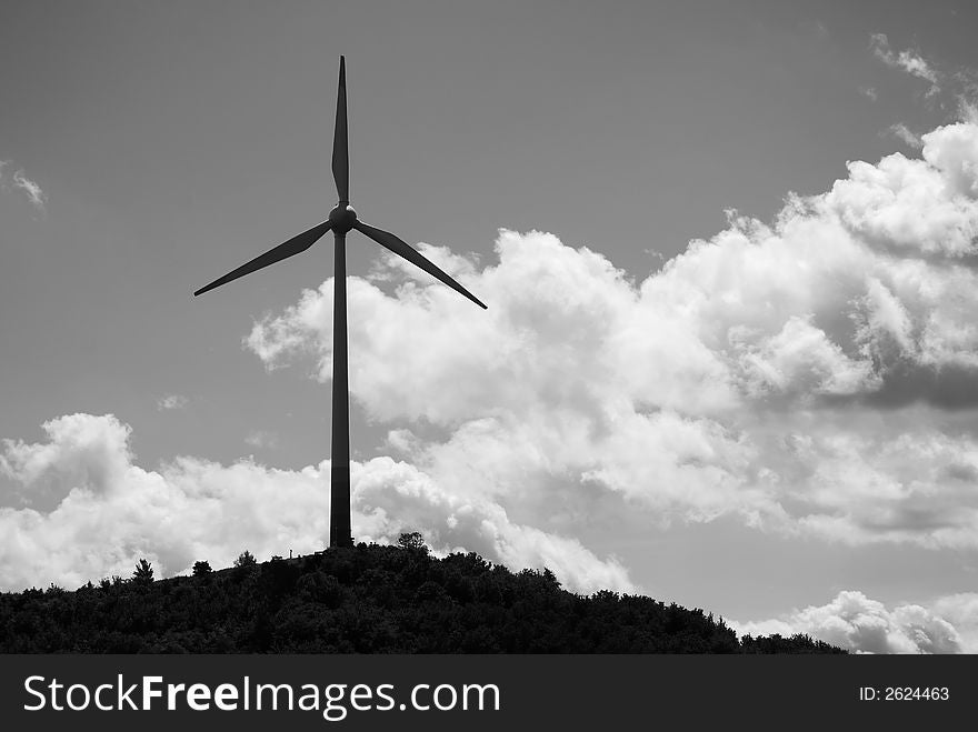 Wind energy, black and white image
