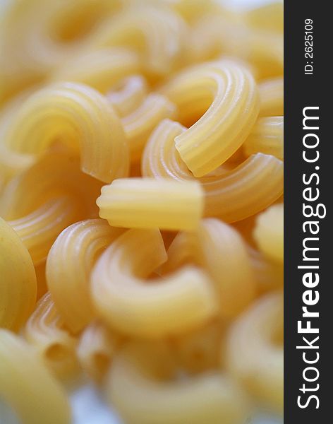 Closeup on macaroni on the kitchen table