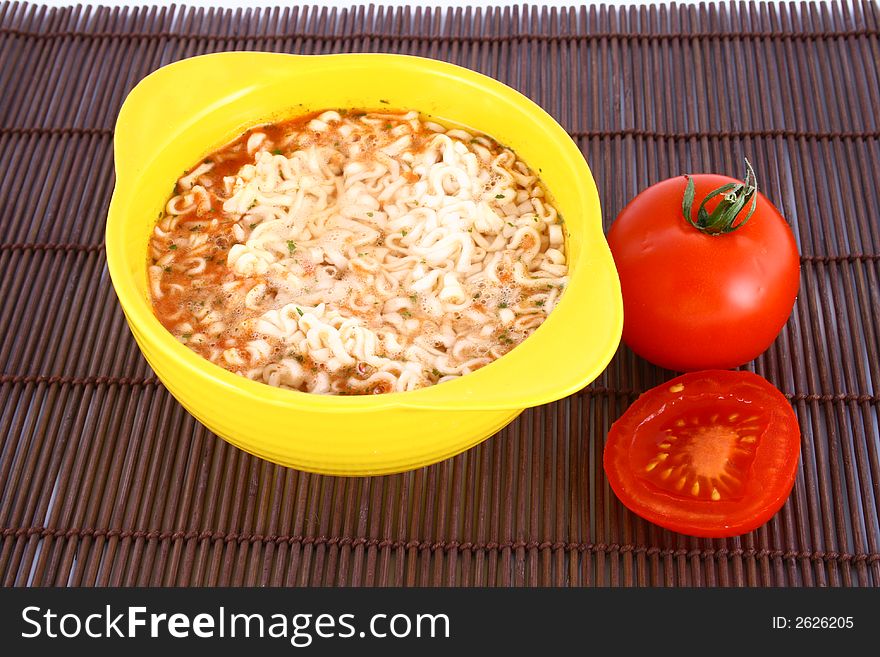 Bowl of Tomato Soup-red tomato and pasta