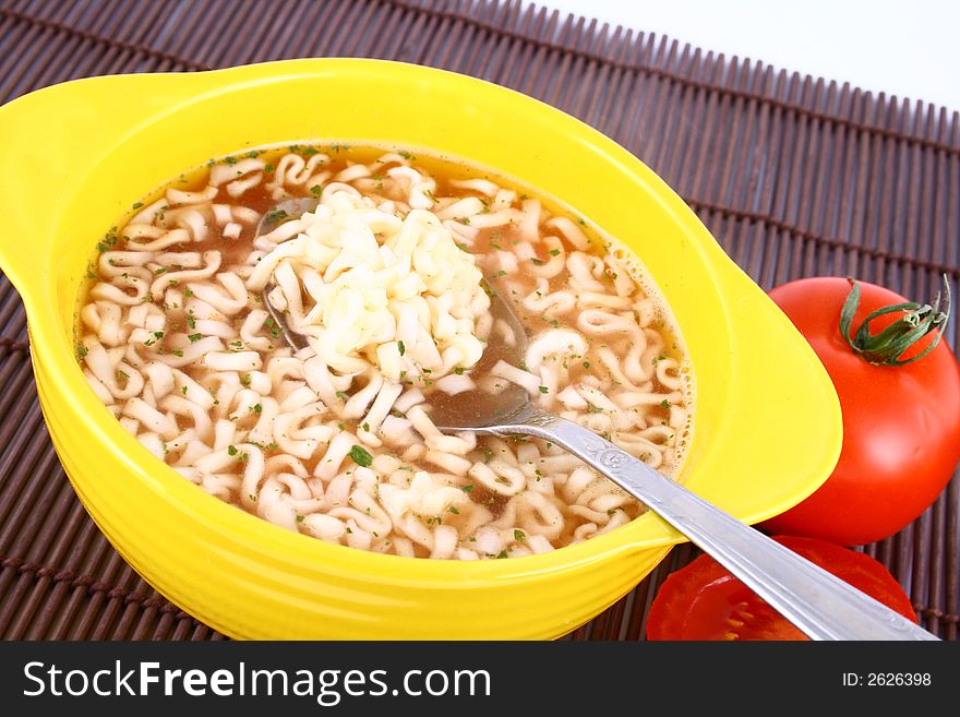 Bowl of Tomato Soup-red tomato and pasta