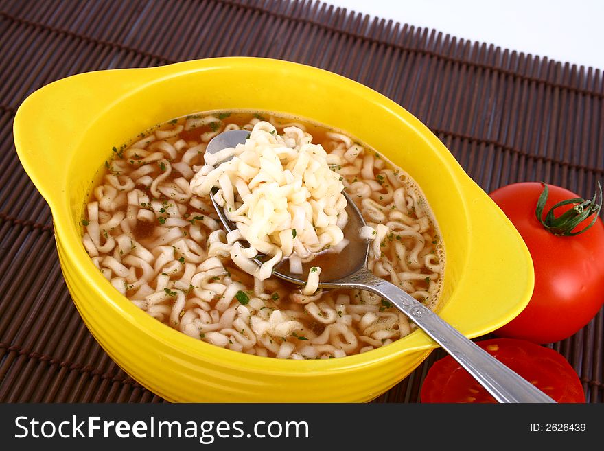 Bowl of Tomato Soup-red tomato and pasta