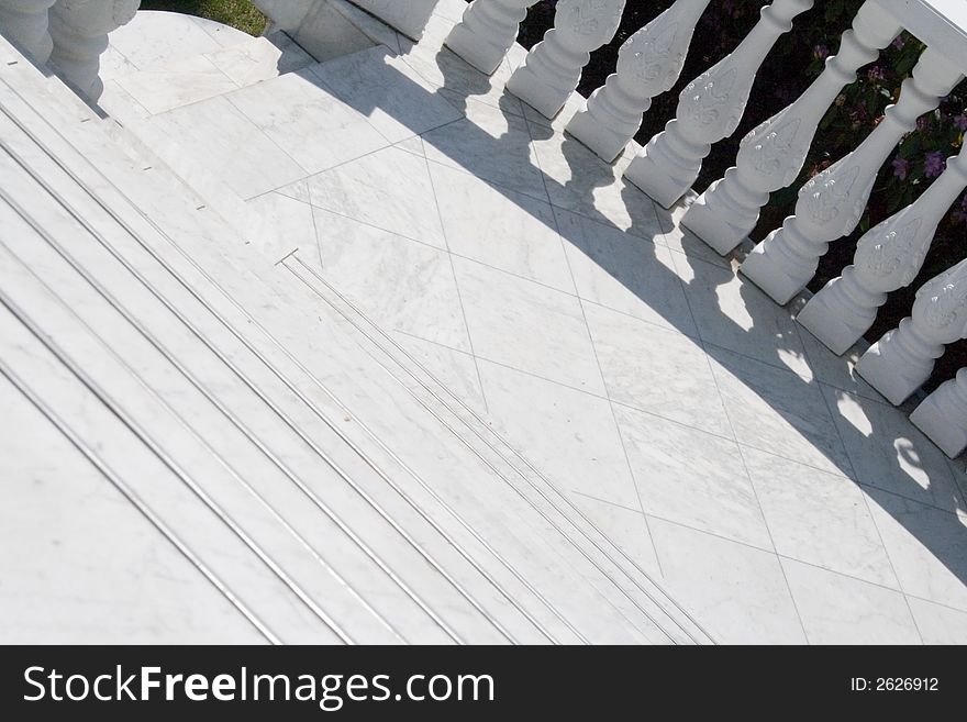 White balustrade with marbel flag