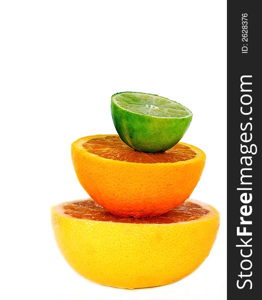Fresh cut bright fruit on a white background. Fresh cut bright fruit on a white background