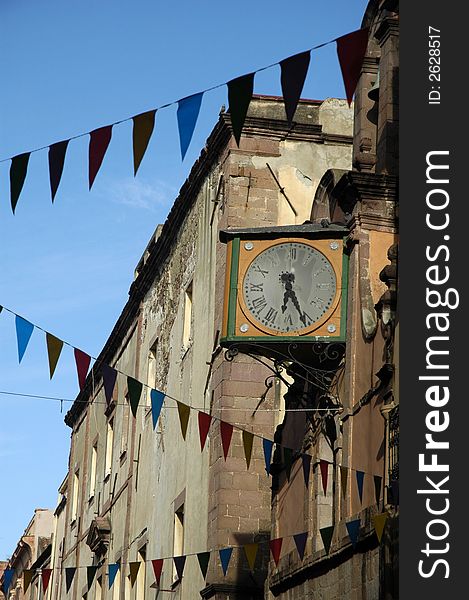 Clock Tower With Flags