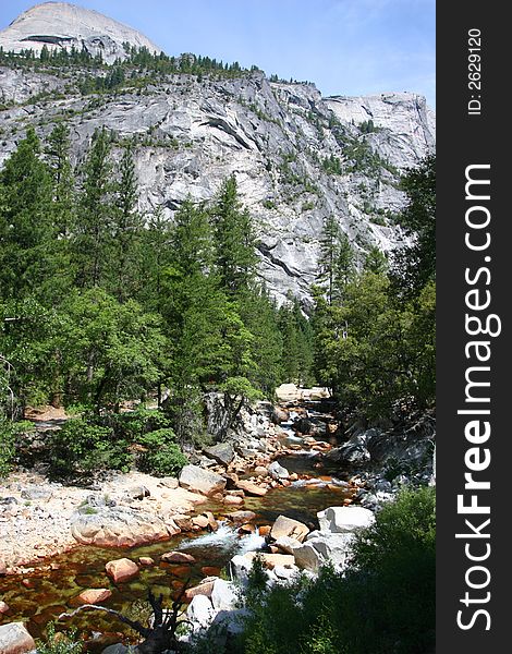 Merced River going to Mirror Lake in Yosemite. Merced River going to Mirror Lake in Yosemite